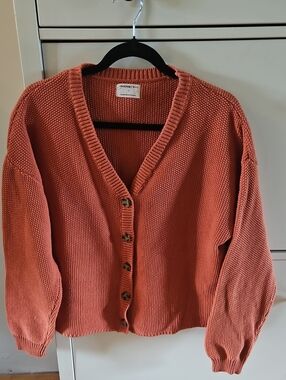 Jackson Rowe Orange Knit Button-Front Cardigan Sweater Size Small